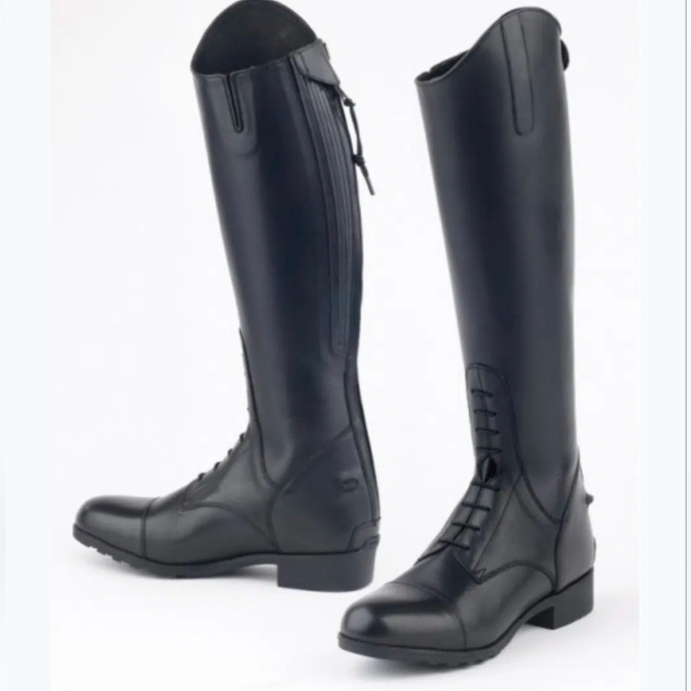 NWT Mountain Horse Venice Field Boot Black Leather Equestrian Womens 6 Wide Calf